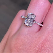 Oval Cut Moissanite Engagement Ring with Marquise Side Stones